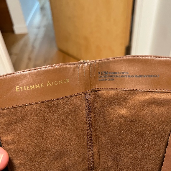 Etienne Aigner Costa Riding Boots, Black and Banana Bread Brown, Size 9.5 - Picture 8 of 9